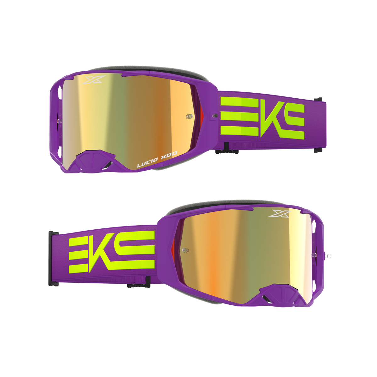 Lucid Goggle EKS Flag Purple Flo Yellow - Gold Mirror Lens