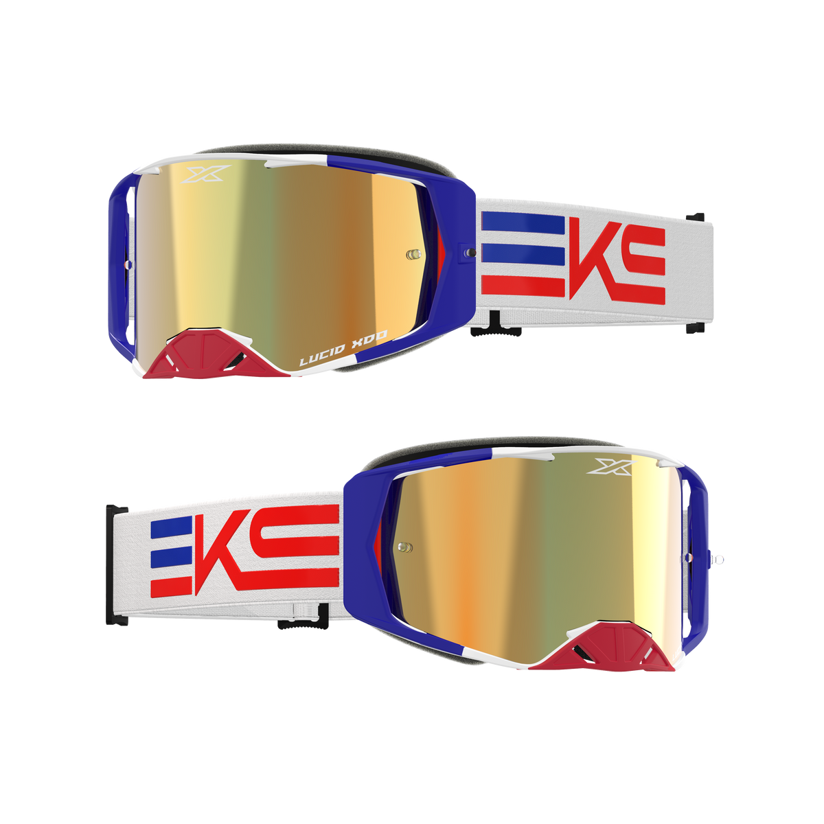 Lucid Goggle EKS Flag RWB - Gold Mirror Lens