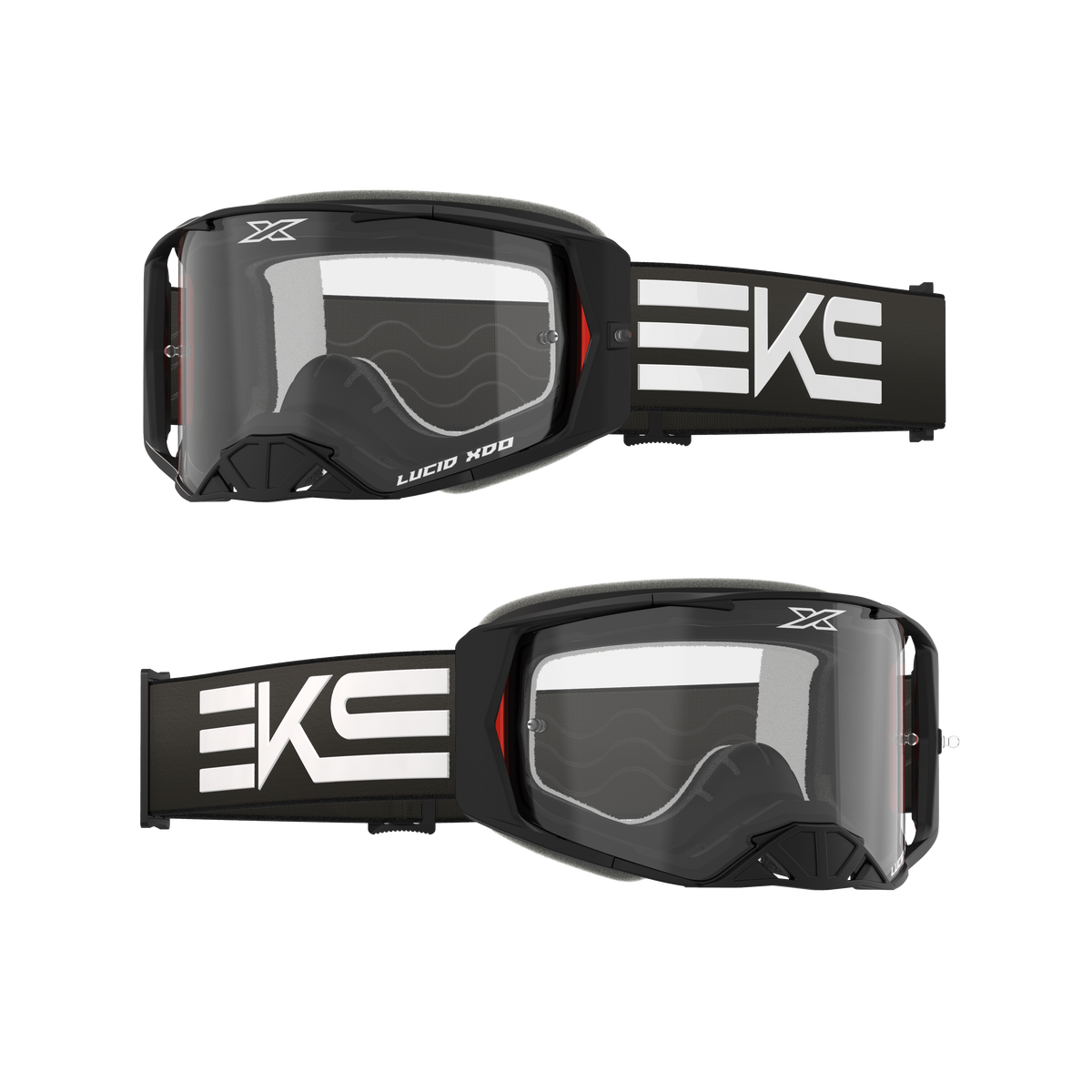 Lucid Race Face Goggle EKS Flag Black White - Clear Lens