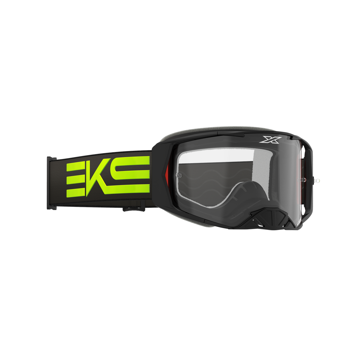 Lucid Race Face Goggle EKS Flag Black Flo Yellow - Clear Lens