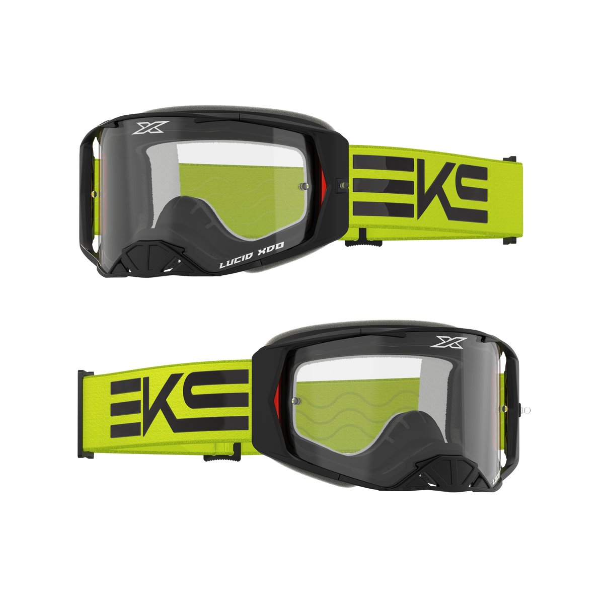 Lucid Race Face Goggle EKS Flag Flo Yellow Black - Clear Lens