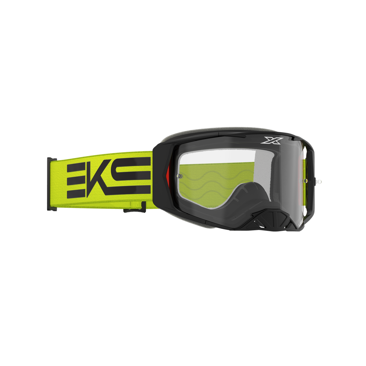 Lucid Race Face Goggle EKS Flag Flo Yellow Black - Clear Lens