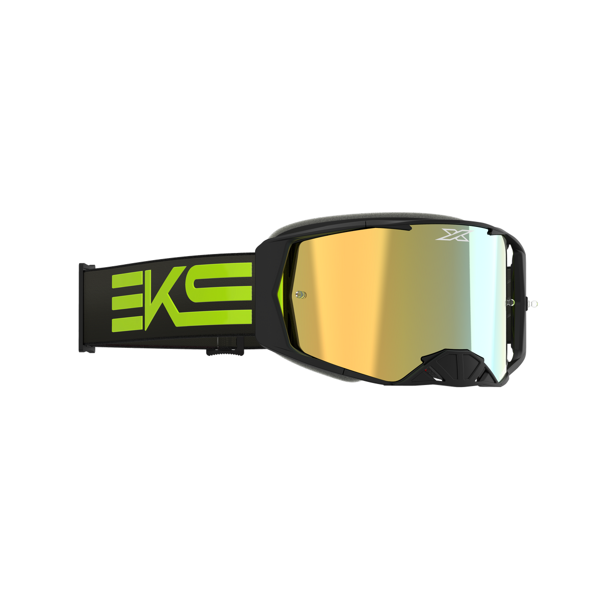 Lucid Goggle EKS Flag Black Flo Yellow - Gold Mirror Lens