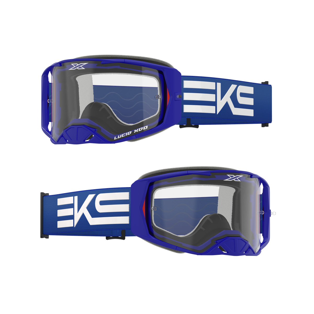 Lucid Race Face Goggle EKS Flag Blue - Clear Lens