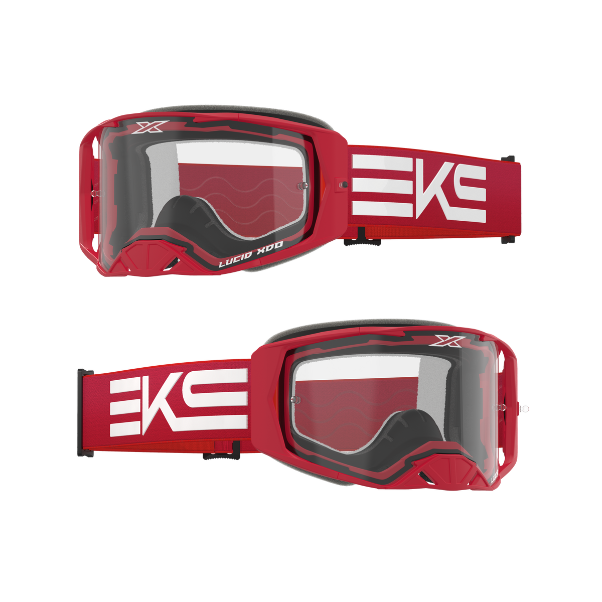 Lucid Race Face Goggle EKS Flag Red - Clear Lens